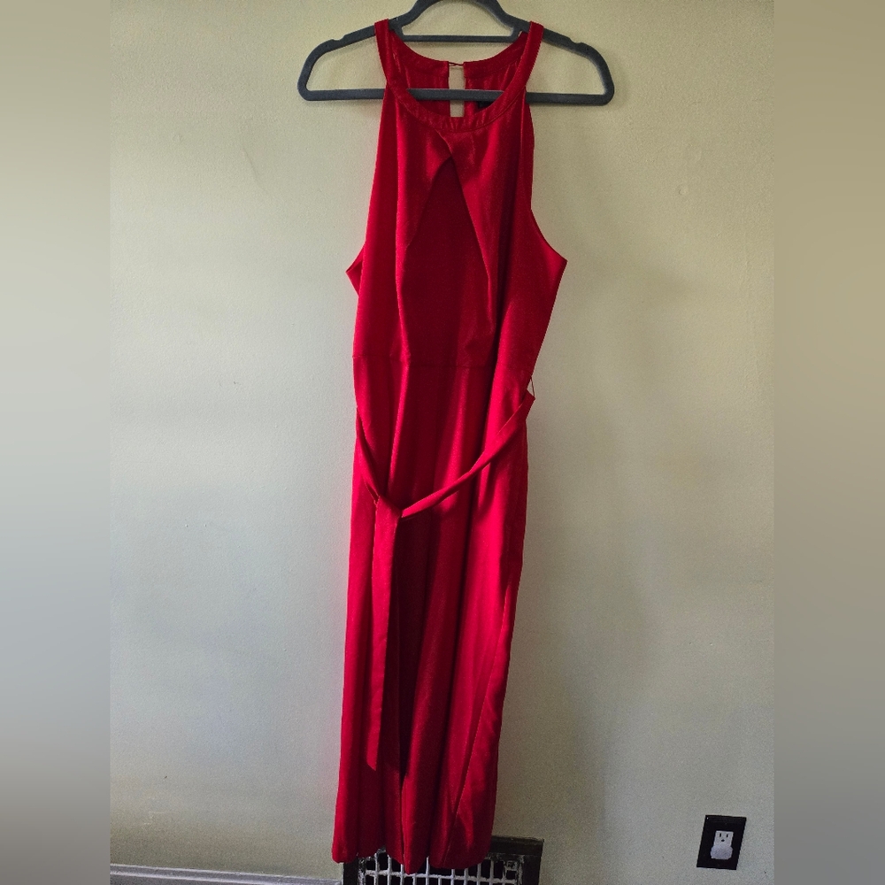 Banana Republic Beautiful halter neck, wide leg, cherry red jumpsuit size 14